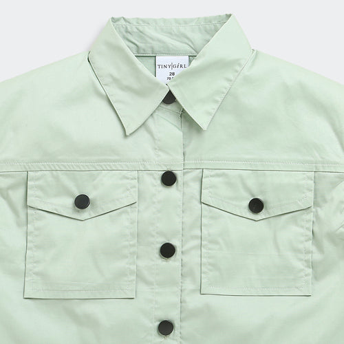 Pista Green Collar Casual Top TG6415