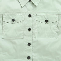 Tiny Girl Extended Sleeves Solid Pocket Detail Top - Pista Green