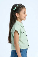 Pista Green Collar Casual Top TG6415