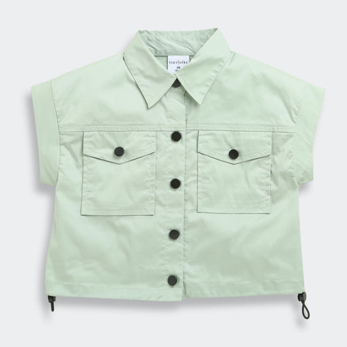 Pista Green Collar Casual Top TG6415