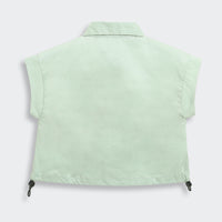 Tiny Girl Extended Sleeves Solid Pocket Detail Top - Pista Green