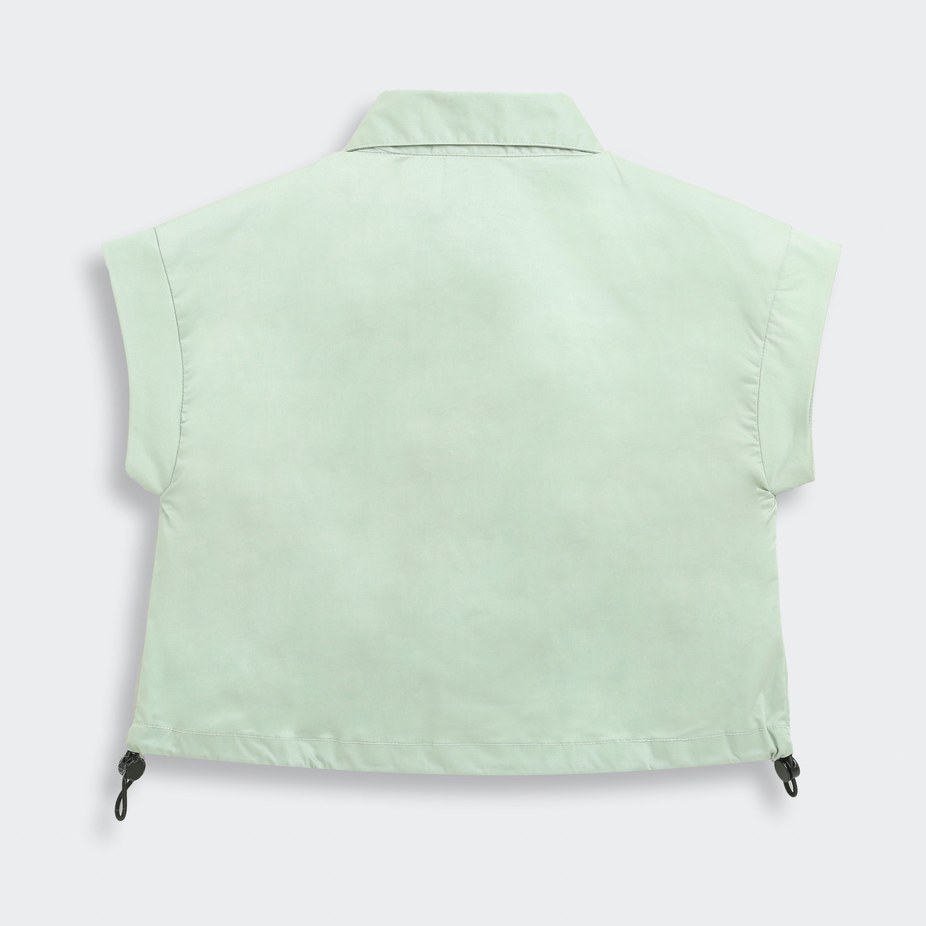 Tiny Girl Extended Sleeves Solid Pocket Detail Top - Pista Green