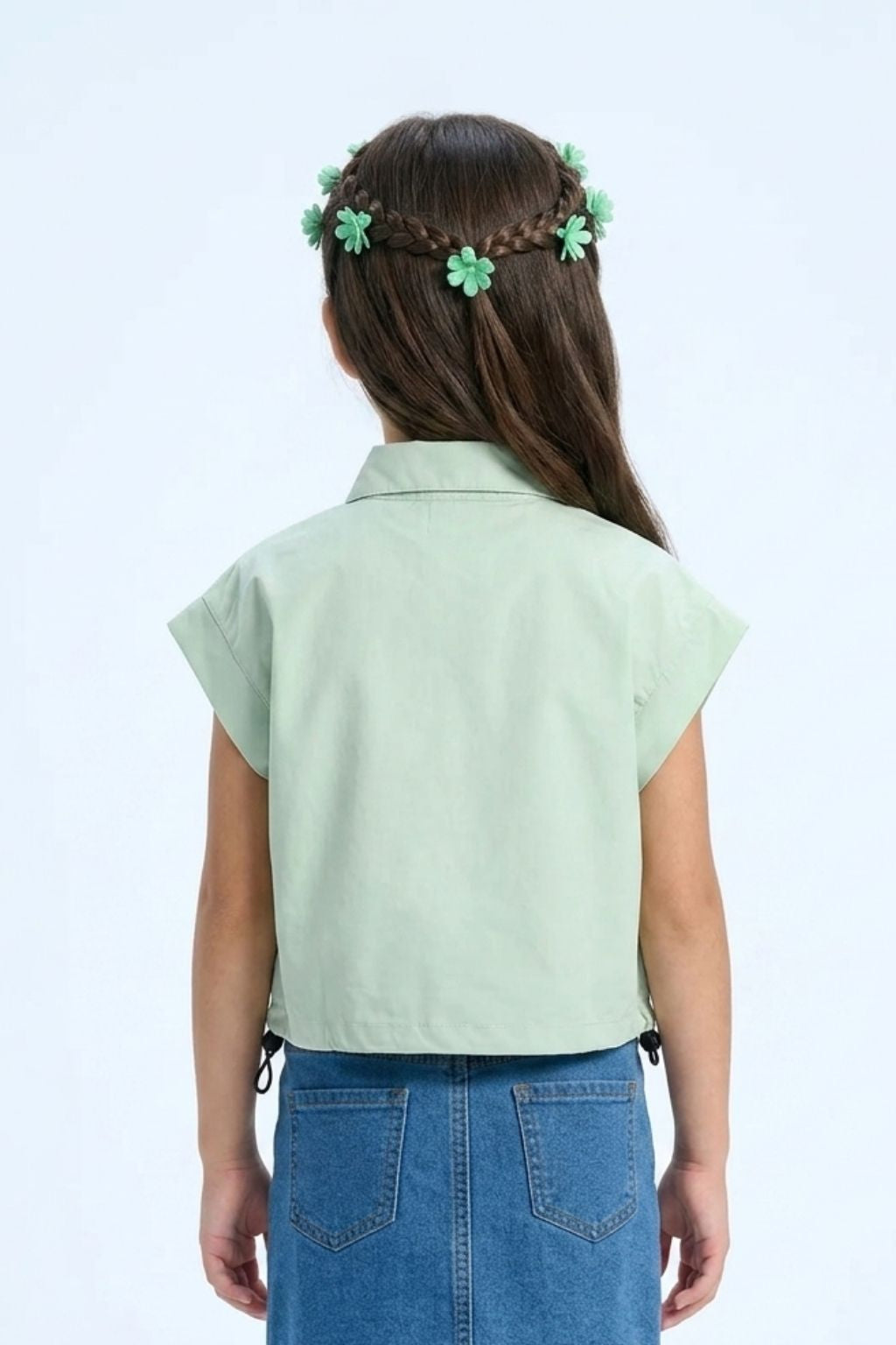 Pista Green Collar Casual Top TG6415