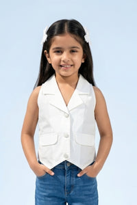 White Tailored Waistcoat Top TG6416