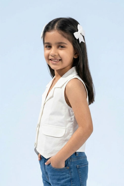 White Tailored Waistcoat Top TG6416