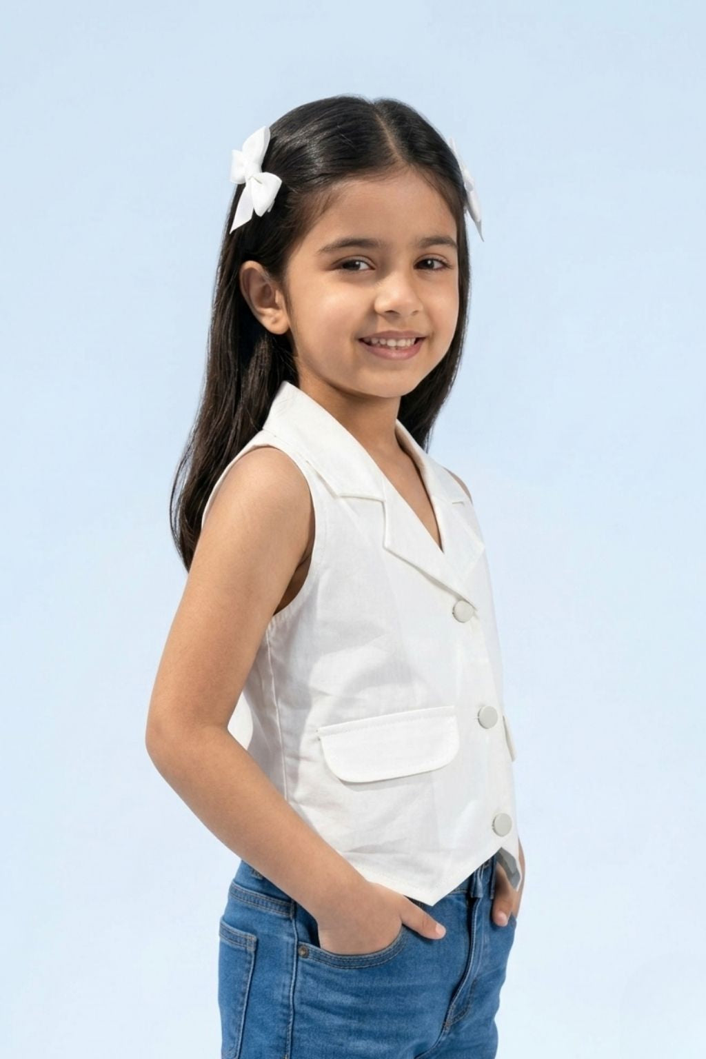 White Tailored Waistcoat Top TG6416