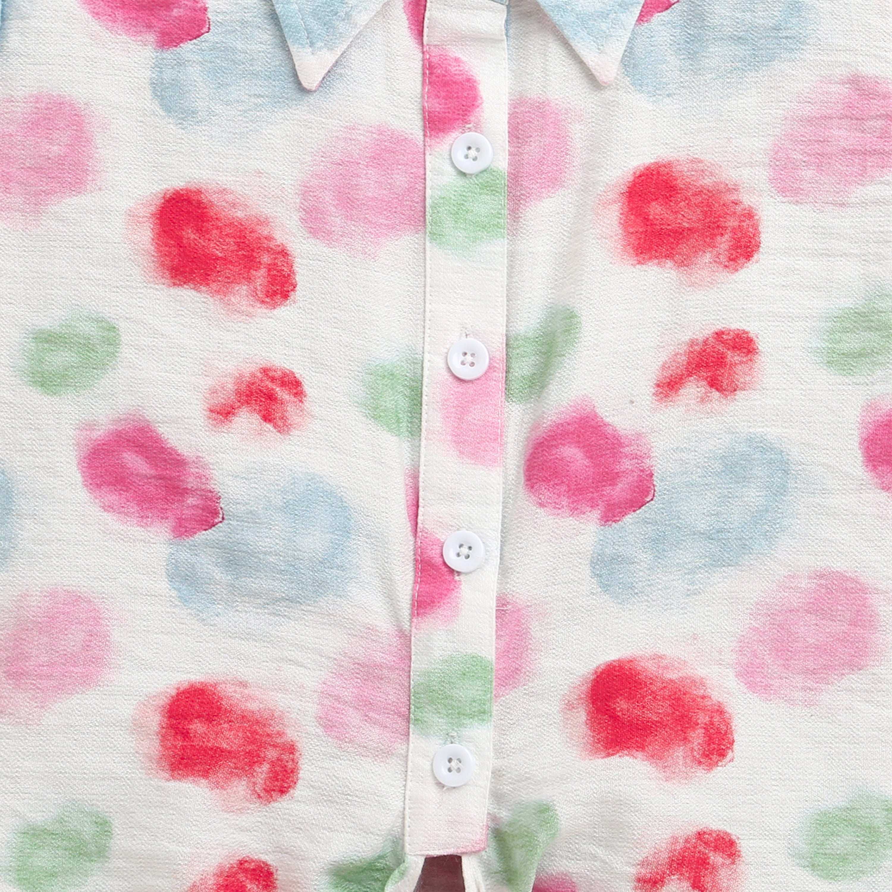 Multicolor Watercolor Print Tie-Up Shirt Top TG6417