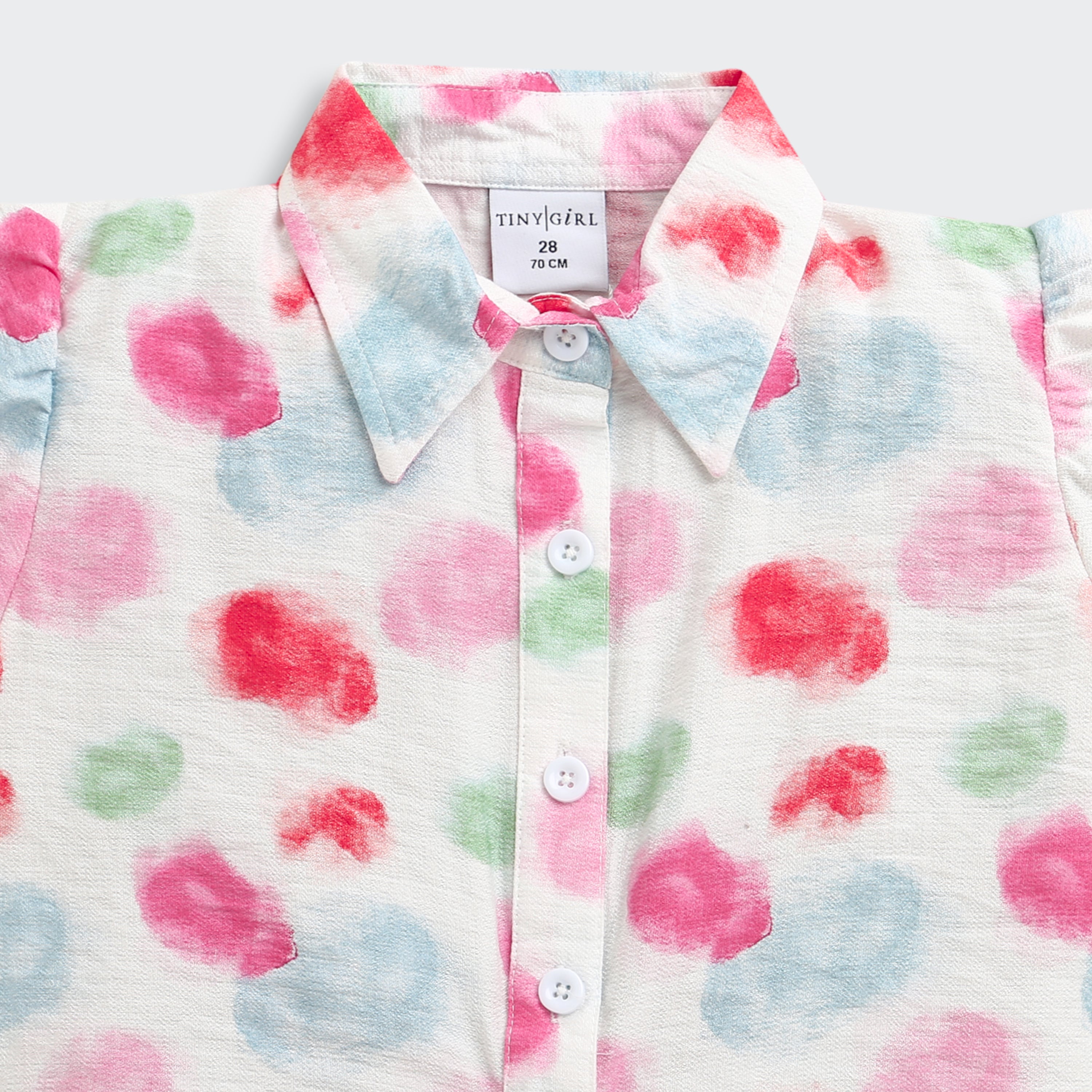 Multicolor Watercolor Print Tie-Up Shirt Top TG6417