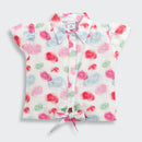 Multicolor Watercolor Print Tie-Up Shirt Top TG6417
