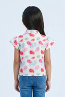 Multicolor Watercolor Print Tie-Up Shirt Top TG6417