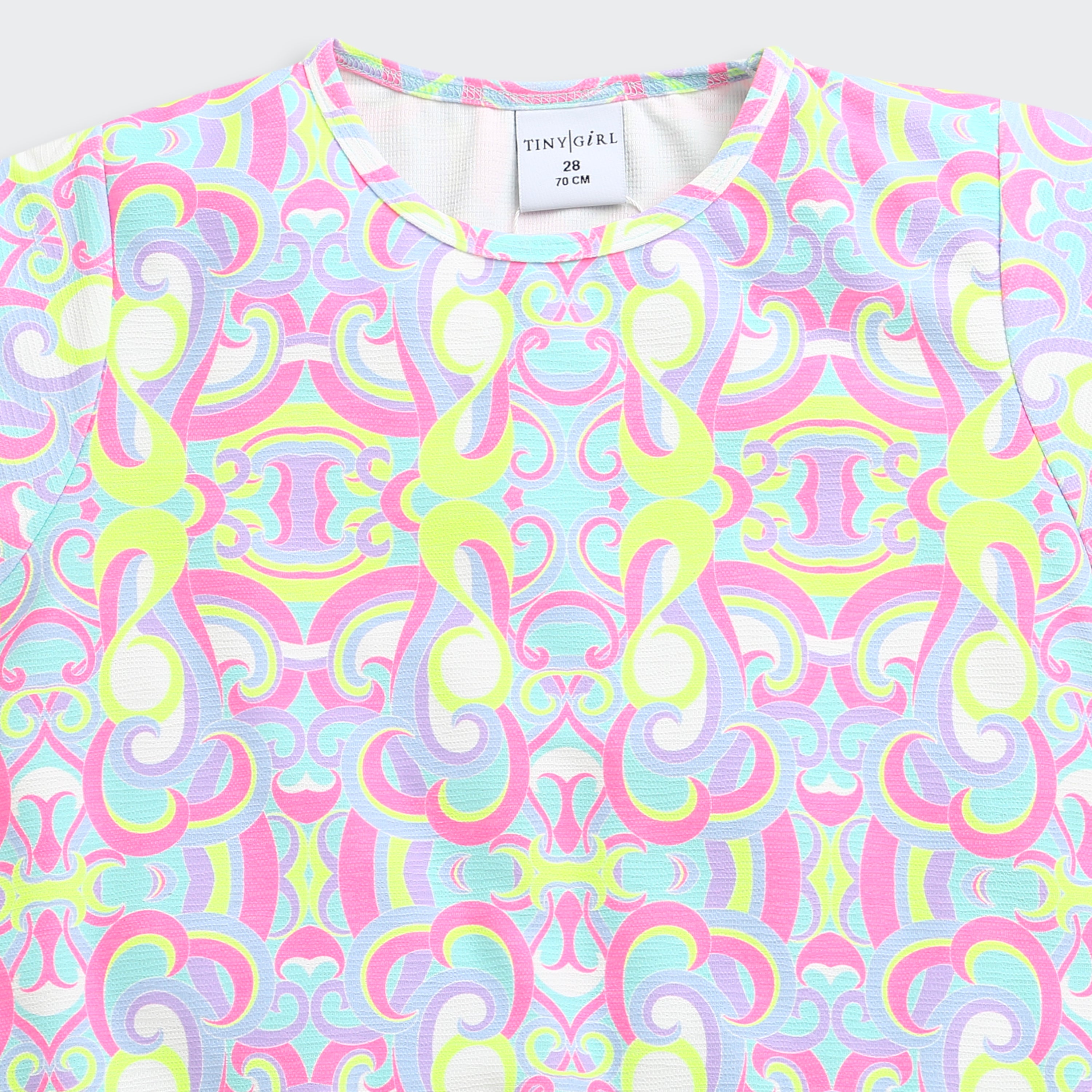 Multicolor Retro Print Crop Top TG6419