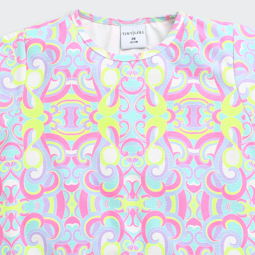 Multicolor Retro Print Crop Top TG6419