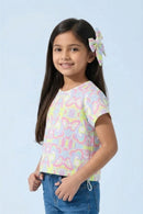 Multicolor Retro Print Crop Top TG6419
