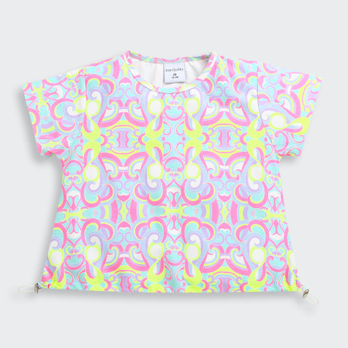 Multicolor Retro Print Crop Top TG6419