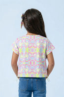 Multicolor Retro Print Crop Top TG6419