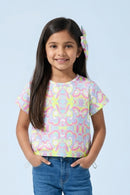 Multicolor Retro Print Crop Top TG6419