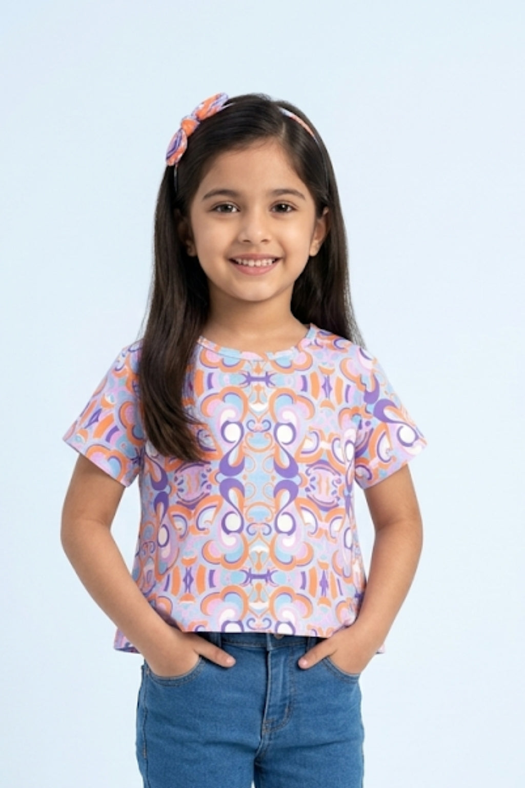 Multicolor Retro Print T-Shirt TG6419