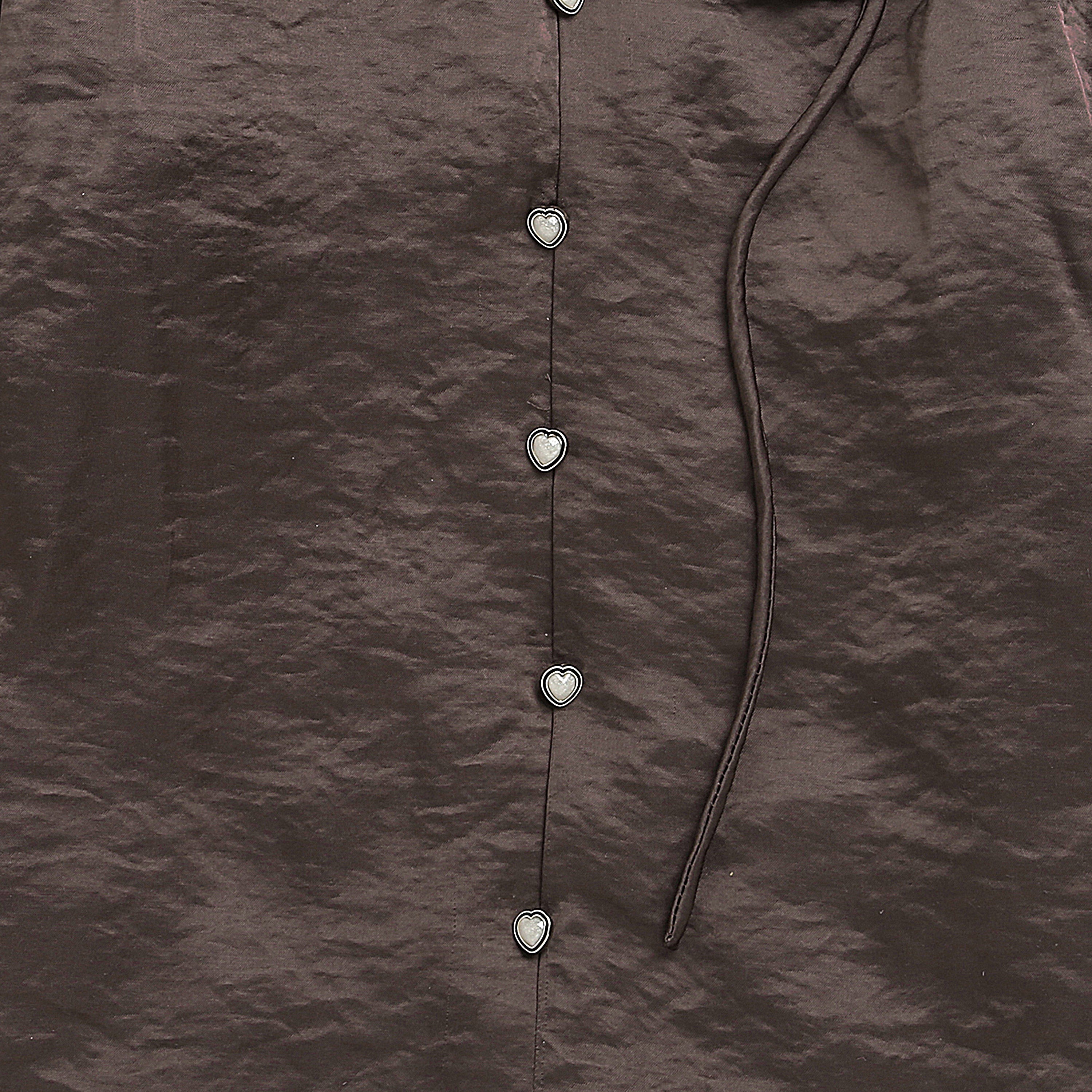 Tiny Girl Burgundy Satin Top with Floral Appliqué