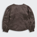 Tiny Girl Burgundy Satin Top with Floral Appliqué