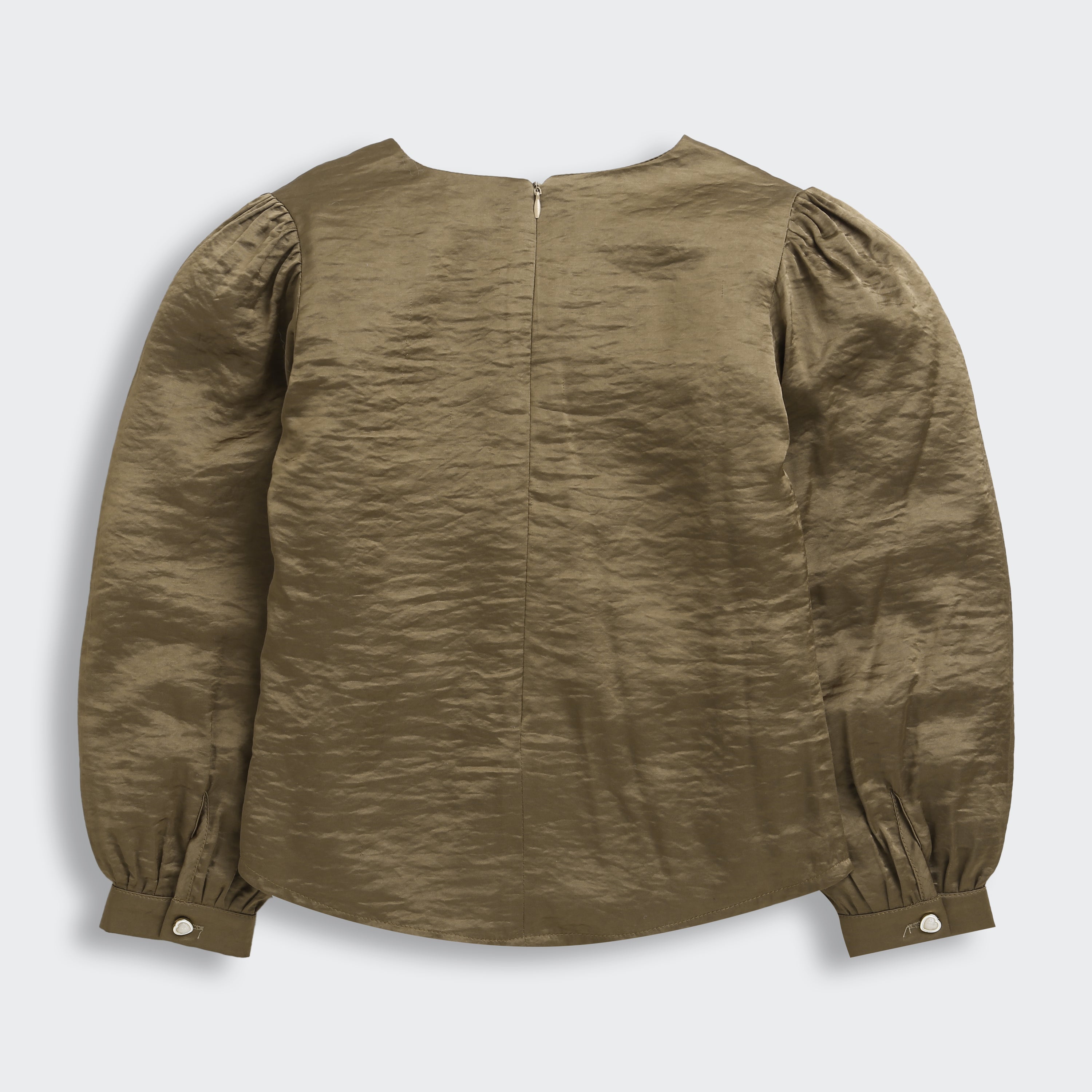 Copper Satin Puff Sleeve Top TG6449