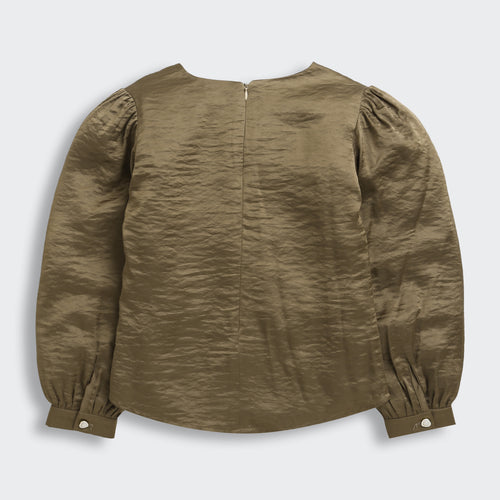 Copper Satin Puff Sleeve Top TG6449