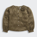 Copper Satin Puff Sleeve Top TG6449