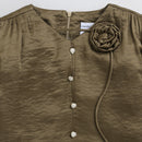 Copper Satin Puff Sleeve Top TG6449