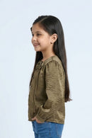 Copper Satin Puff Sleeve Top TG6449