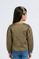 Copper Satin Puff Sleeve Top TG6449