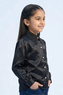 Black Satin Top with Lace Collar TG6450