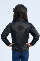 Black Satin Top with Lace Collar TG6450