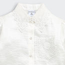 Tiny Girl Off-White Satin Top with Lace Collar