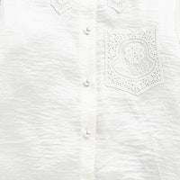 Tiny Girl Off-White Satin Top with Lace Collar