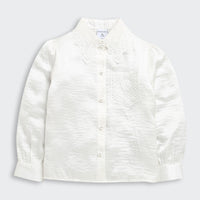 Tiny Girl Off-White Satin Top with Lace Collar