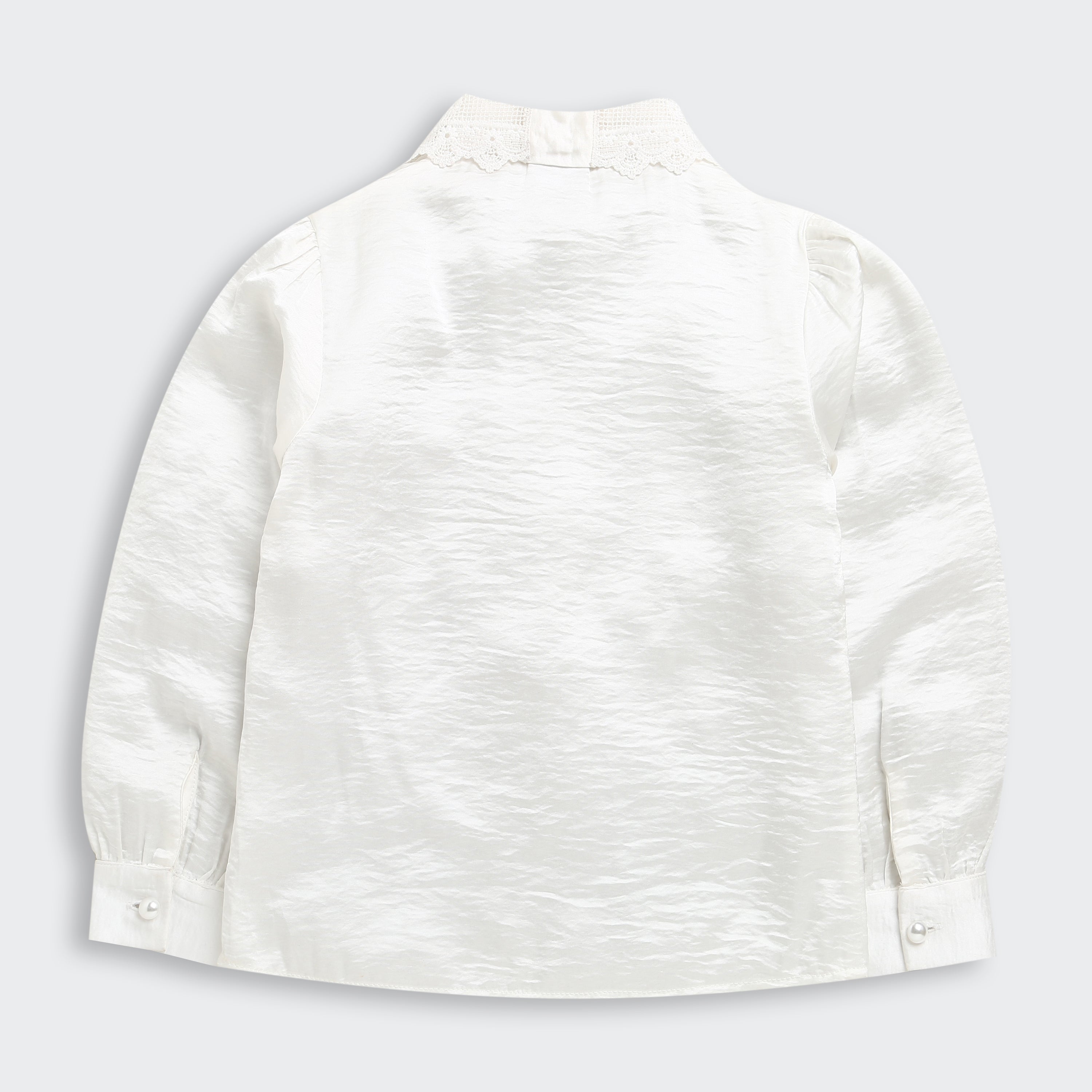 Tiny Girl Off-White Satin Top with Lace Collar