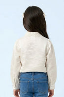 Off-White Satin Top with Lace Collar TG6450