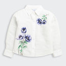 Tiny Girl Off White Floral Printed Full Sleeves Top With Collar Neck