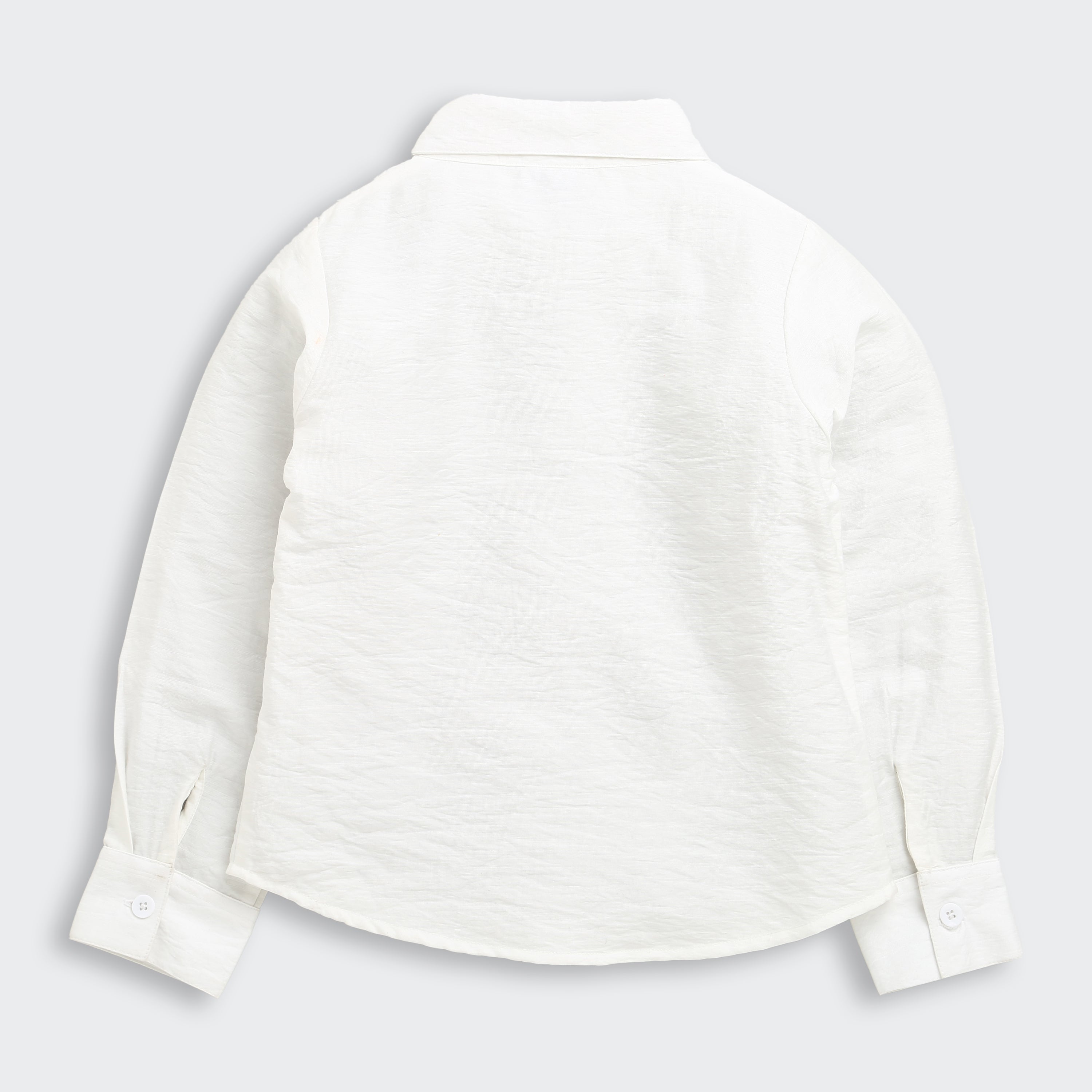 Tiny Girl Off White Floral Printed Full Sleeves Top With Collar Neck