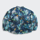 Tiny Girl Blue Floral Organza Bow-Neck Top for Girls