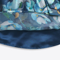 Tiny Girl Blue Floral Organza Bow-Neck Top for Girls