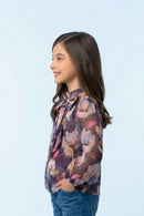 Purple Floral Sheer Organza Top TG6460