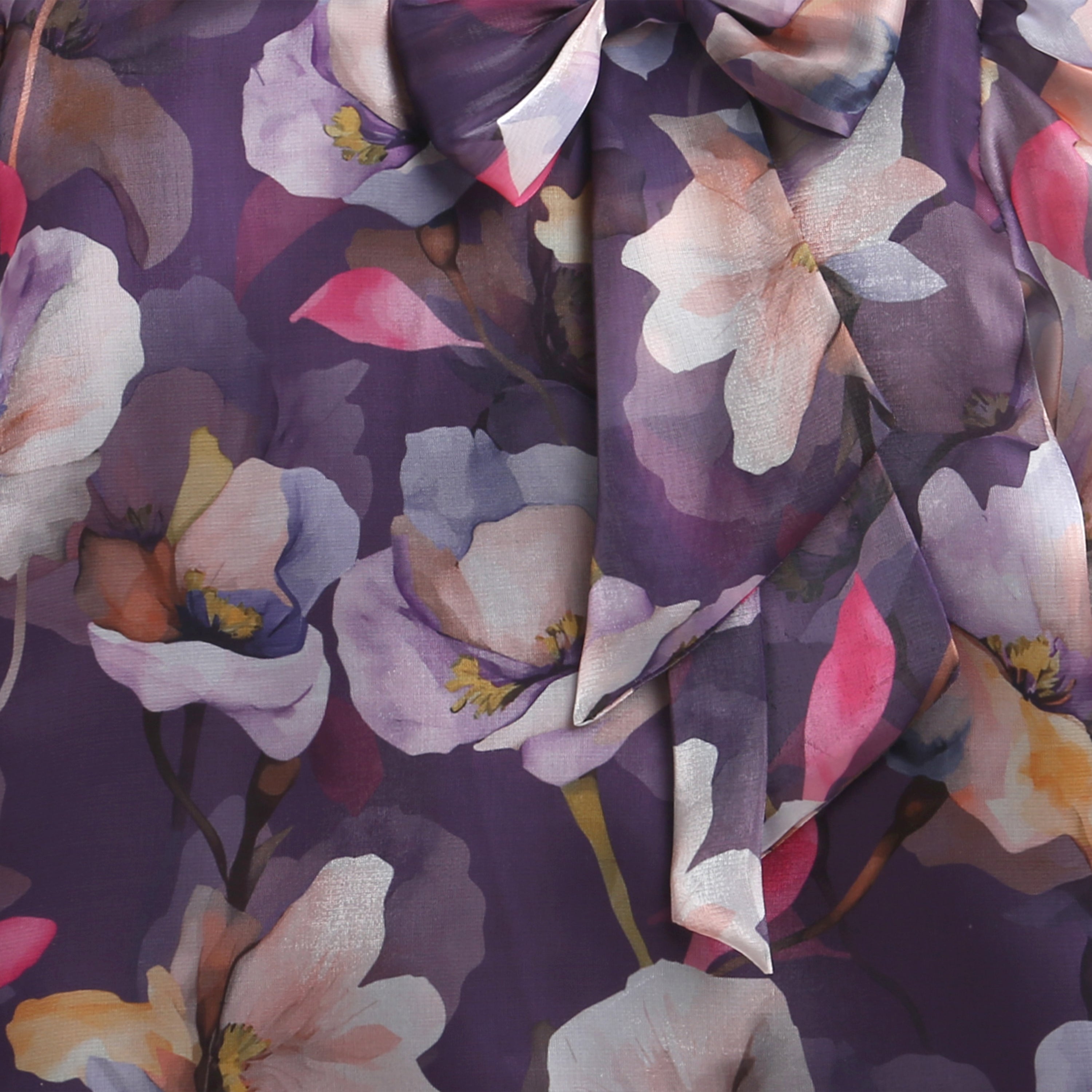 Tiny Girl Purple Floral Sheer Organza Top for Girls