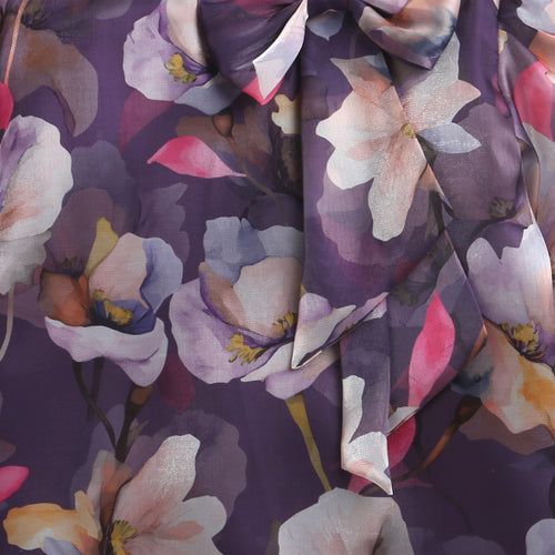 Purple Floral Sheer Organza Top TG6460
