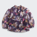 Tiny Girl Purple Floral Sheer Organza Top for Girls
