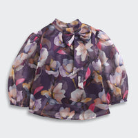 Tiny Girl Purple Floral Sheer Organza Top for Girls