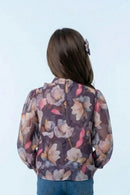 Purple Floral Sheer Organza Top TG6460
