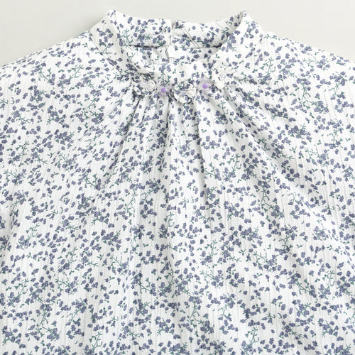 Blue Floral Printed Ruffle Sleeve Top TG6476