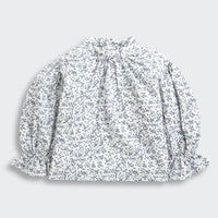 TinyGirl Blue Floral Printed Ruffle Sleeve Top for Girls