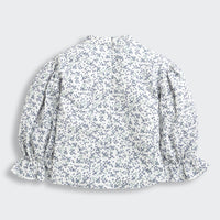 TinyGirl Blue Floral Printed Ruffle Sleeve Top for Girls