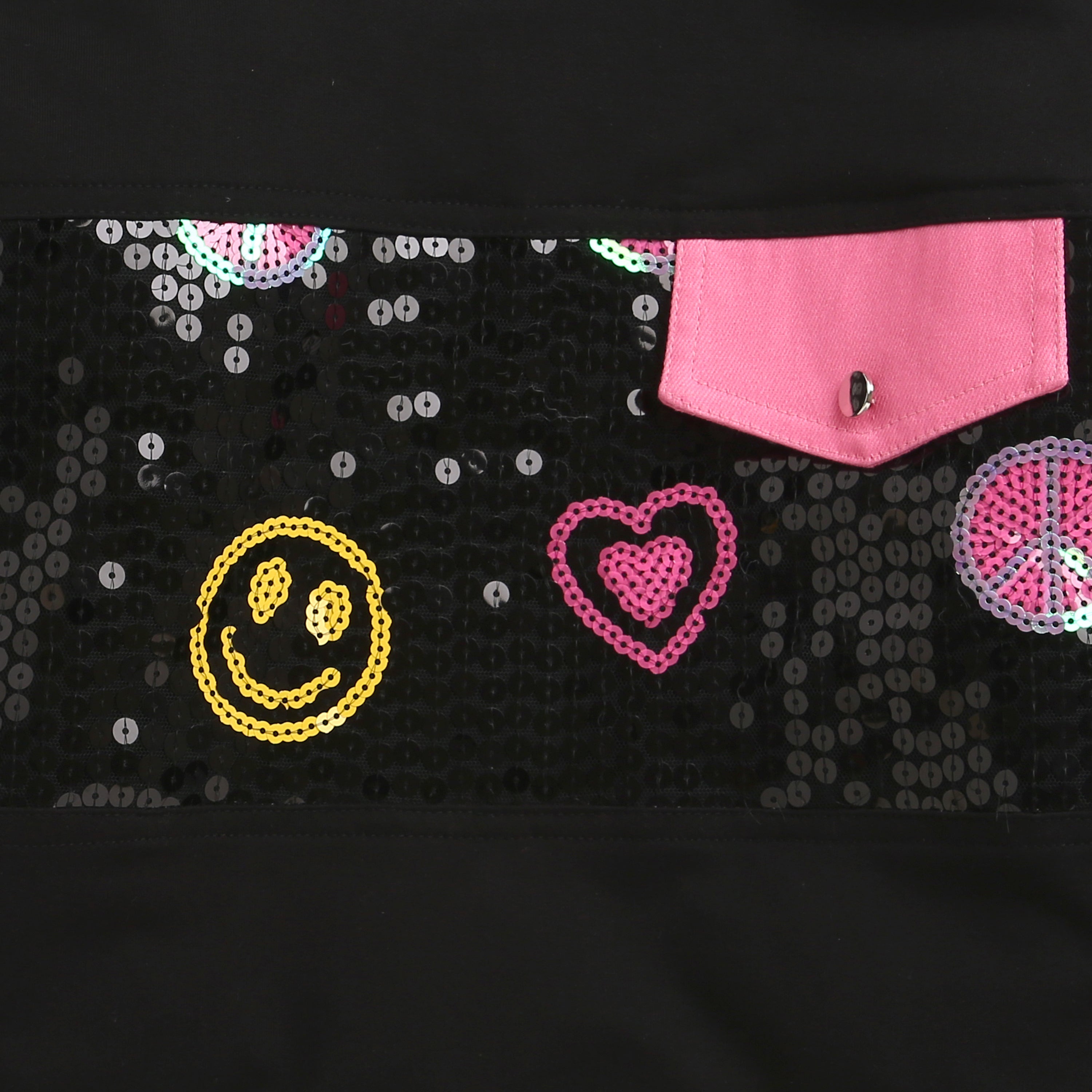 TinyGirl Black Sequin Smile & Hearts Sweatshirt for Girls